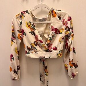 Zara Floral Cropped Blouse - XS